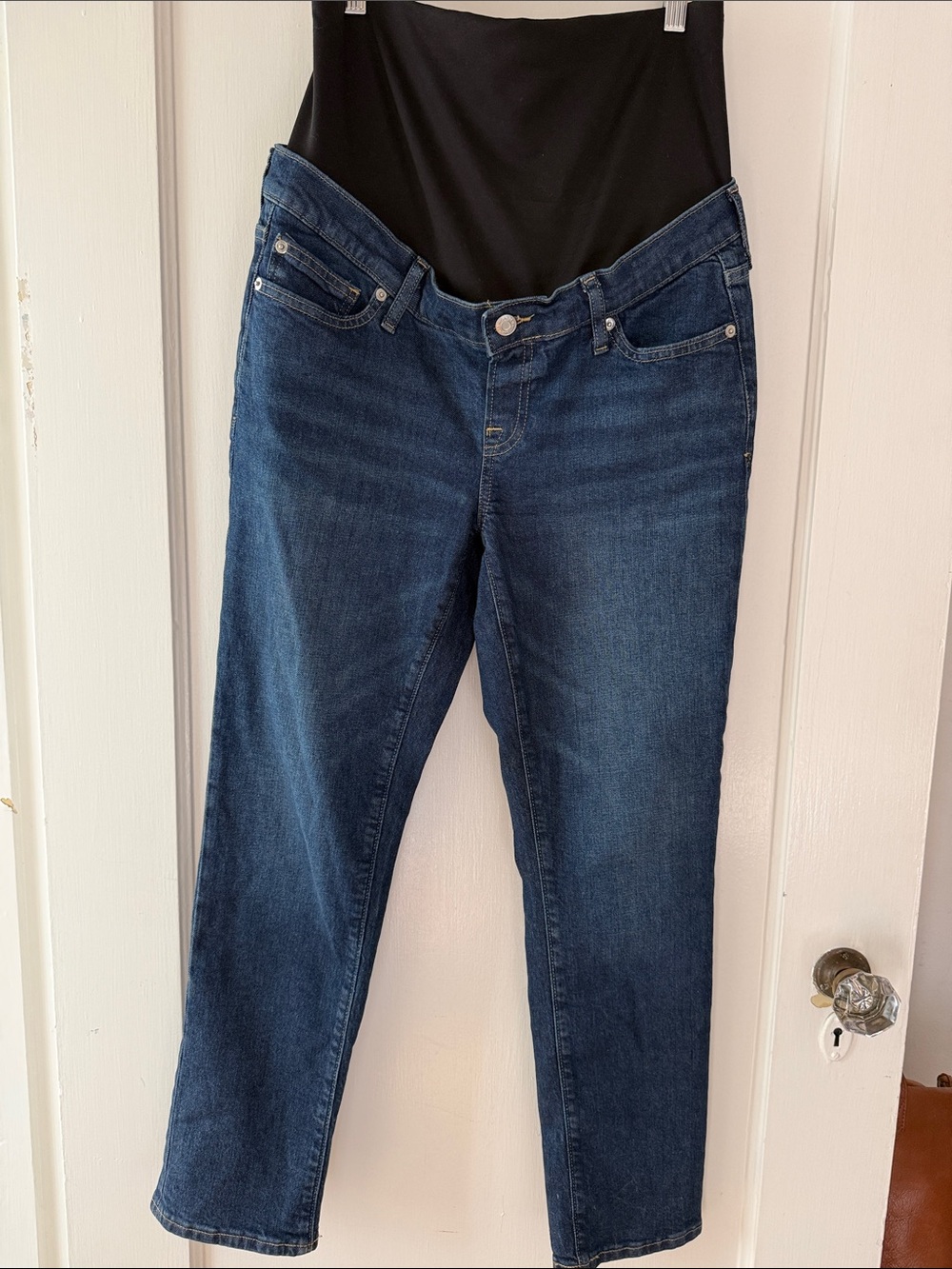 GAP Dark Índigo Maternity Straight Leg Jeans Black Support Panel size 28/ 6 RS